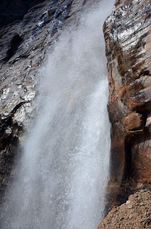 19 Waterfall From Angel Glacier From Top Of Climbing Scree Slope On Mount Edith Cavell